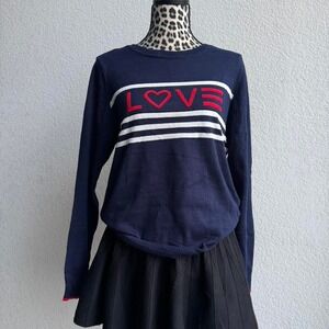 EV1 navy striped crewneck sweater